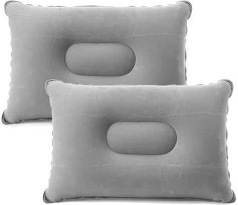 GXGM 2 Stück 34 * 22CM Kissen aufblasbar,nackenkissen aufblasbar,Aufblasbares kopfkissen,Aufblasbares Kissen Camping Reisekissen Luftkissen Kopfkissen, Nackenkissen Strandkissen(Grau)