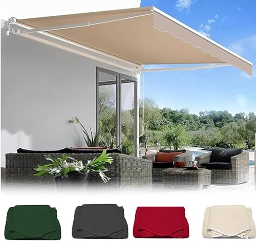 Genérico Lona de Repuesto para toldo de Exterior, Cubierta de Lona para Ventana y Puerta, Tela antidesgarro Impermeable, Marco no Incluido,Beige,(16x10ft) 5x3m