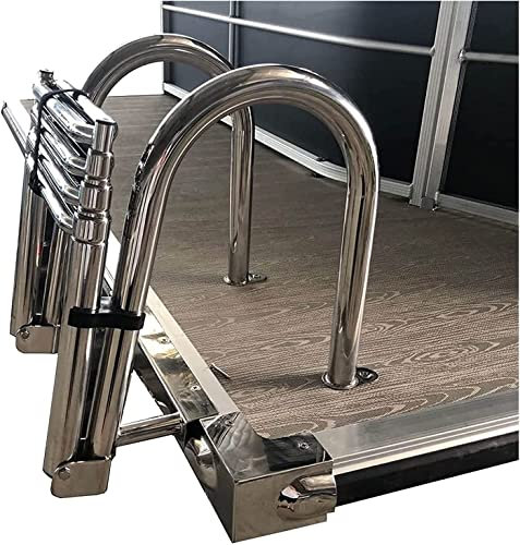 Scaletta Telescopica a 4 Gradini per Piscina/Barca, Scaletta Interna Pieghevole Telescopica per Pontone con Ingresso Posteriore con Maniglie e Gradini Extra Larghi, Carico 150 kg