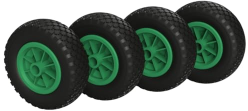 4 x PU Rad Ø 200 mm 2.50-4 Gleitlager Rolle Sliprolle Sliprad PANNENSICHER, schwarz/grün