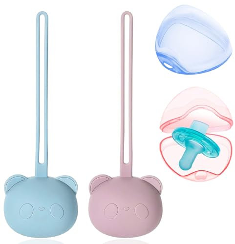 FENQURO 4 Pcs portaciuccio, Custodia Portaciuccio in Silicone, Porta Ciuccio per bambini per i viaggi, Porta Ciuccio per bambini Premium, Scatola per Ciuccio