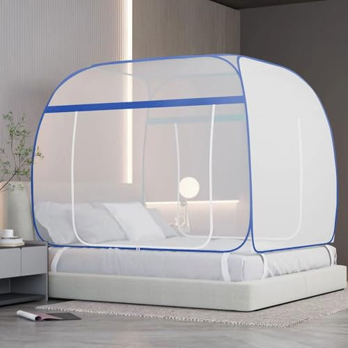 Moskitonetz Bett Pop Up,180cmX200cm Faltbares Bett-Moskitonetz,Mobiler Insektenschutz Moskitozelt,Tragbares Reise-moskitonetz,Faltbares Anti Mosquito Bites Mückennetz für Schlafzimmer,Outdoor