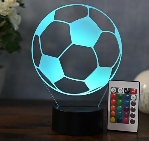 Optechvisual LED Fußball Lampe – Sportliche Deko und Nachtlicht für Fußballspieler, Fans und Trainer – Geschenkidee für Männer, Jugendliche und Kinder, Vereinslicht