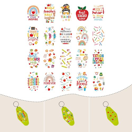 UV DTF Wrap Cup Stickers - 80 Sheets Teacher Inspirational UV DTF Wraps Stickers School Classroom Waterproof Rub On Transfer Decals for Motel Hotel Keychain Teacher DIY Crafts Gifts Packag Card