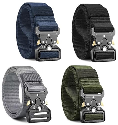 SXTDKMJ 4 Stück Taktischer Gürtel, Arbeitsgürtel Herren 1,5 Zoll Gürtel Arbeitshose Feuerwehr Tactical Belt für Herren Freizeit Outdoor
