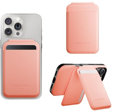 Native Union Portefeuille Stand Active | Magnétique – Porte-Carte MagSafe avec Support pour iPhone Air, 17, 16, 15, 14 - Stocke 4 Cartes – Matériaux Durables & Recyclés (Abricot)