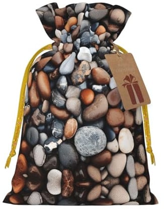Wiederverwendbare Geschenktüten mit Kieselstein-Druck, Kordelzug-Geschenktüten für Schmuck und Geschenke, für festliche Anlässe