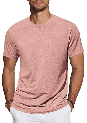 TARAINYA Camisetas Hombre Manga Corta Algodón Verano Rosa L