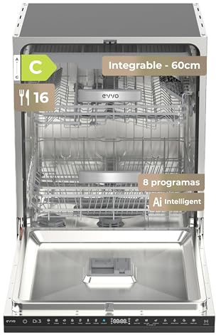 Lavavajillas Integrable 60 cm - 14 Cubiertos, 49 dB, Apertura Automática, Media Carga, 6 Programas, Lavavajillas Integrable 60 cm Panelable para Cocina Moderna (Clase Energética C)