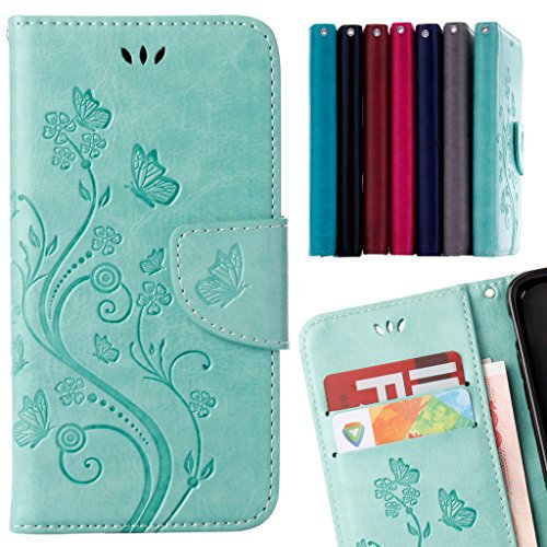 LEMORRY Wiko Jerry Hülle Tasche Ledertasche Flip Beutel Slim Schutz Magnetisch Schließung Stehening SchutzHülle Weich Silikon Cover Schale für Wiko Jerry, Glückliche Gras Grün