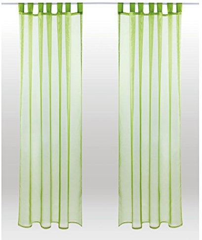 Bestlivings Schlaufenschal Noella, transparenter Dekoschal Voile b 140x l 245 cm 2er Pack, Wohnaccessoire in vielen erhältlich (grün - olivgrün/ohne Raffhalter)