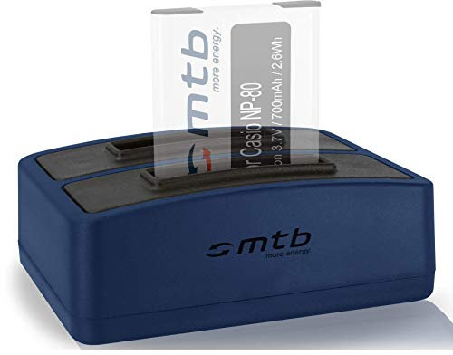 Dual-Ladegerät (USB) kompatibel mit Casio NP-80 NP-82, Exilim S5 S6.., Z1 Z2 Z16.., ZS5 ZS6.., N1, N5.. - s. Liste