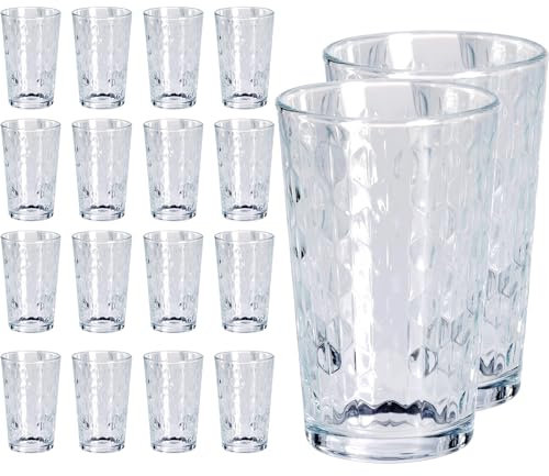 GRÄWE Trinkgläser Set, 18er Set, Wassergläser 200 ml, Longdrinkgläser, spülmaschinengeeignet, Saftgläser, Trinkgläser gemustert, Gläser für Cocktails
