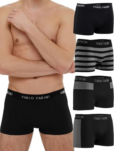 Fabio Farini - 4er-Pack Seamless Boxershorts Unterhosen Männer aus Microfaser, Nahtlose Retroshorts für Herren Multi-Set - Set 34 S
