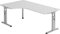 Bümö höhenverstellbarer Eckschreibtisch O-Serie 200x120 cm in grau, Gestell in Silber - Schreibtisch L Form, großer Tisch für's Büro, Computertisch höhenverstellbar