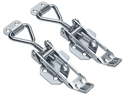 FT-Germany [2er Set] einstellbarer XL Spannverschluss m. Haken aus Stahl, verzinkt 160mm bis 185mm Stahl abschließbar Kistenverschluss Verschluss