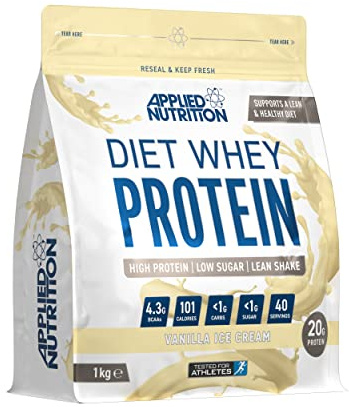 Applied Nutrition Diet Whey High Protein Powder, Low Carb & Sugar, Weight Loss with CLA, L Carnitine, Green Tea, PhD Supplement 40 Servings, Vanilla, 1000 g