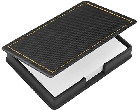 Läufer 34058 Concerto Zettelbox aus Leder, Echt Leder, schwarz, carbon, Ziernaht gold, Handgefertigt aus Echtleder in Deutschland, Zettelkasten aus Leder