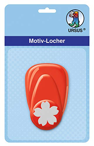 Ursus 19470045 - Motivlocher mit Hebel klein, Lotus, rot, ausgestanztes Motiv ca. 16 mm, aus Kunststoff mit Metallstanze, geeignet für Grammaturen von 160 220 g /qm