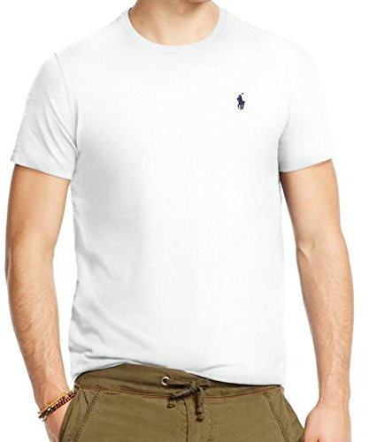 POLO RALPH LAUREN Men's Short-Sleeve Jersey Crewneck T-Shirt (Large, White)
