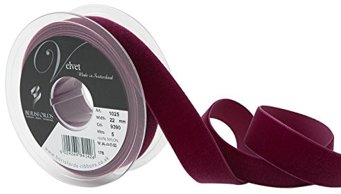 Berisfords Velvet Ribbon, Bordeaux, 10.2 x 2.2 x 10.2 cm