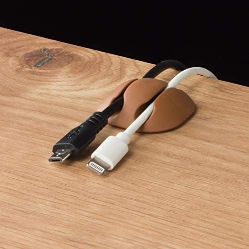 CABLE CANDY - Mixed Beans Set – 6 Stück Kabelhalter, Kabel Organizer, Kabelclips, Kabelführung, Kabelmanagement für Schreibtisch, zu Hause, Büro und Auto. Selbstklebend. Kabel bis 5mm. Grau & Braun