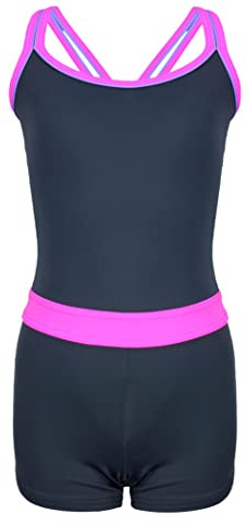 Aquarti Mädchen Badeanzug – Sport, Grau/Pink, 146