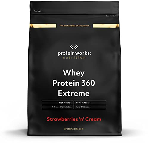 Protein Works - Whey Protein 360 | Premium Whey Protein Powder Blend | No Added Sugar Protein Shake | 80 Servings | Strawberries 'n' Cream | 2.4kg