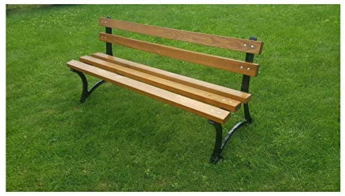 naka24 Parkbank Gartenbank Gestell aus Gusseisen Massivholz Kiefer | Gartenmöbel Balkonmöbel Terassenmöbel Sitzbank aus Holz (02020 Lattenstärke 40 mm 160cm Gusseisen)