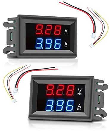 diymore 2 pezzi Voltmetro Amperometro Voltmetro da Pannello Digitale 0.280-100V DC10A Rilevatore di Tensione Misuratore di Corrente Pannello Amp Volt Gauge
