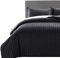 MOONLIGHT20015 Parure de lit réversible en satin à rayures avec 2 taies d'oreiller, housse de couette douce et hypoallergénique (noir, 260 x 220 cm)