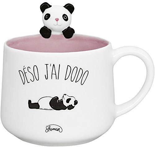 Le Fabuleux Shaman 40-2X-009 - Tazza animale 3D Panda Déso J'ai Dodo, in ceramica, 13,2 x 10,7 cm, colore: Bianco