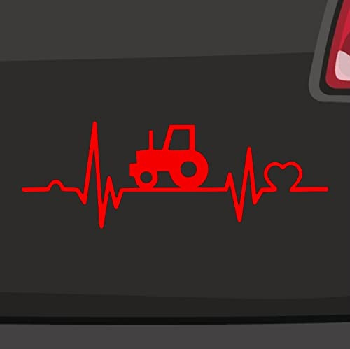 Herzschlag mit Traktor -6 Größen 21 Farben- Aufkleber Bulldog Puls Herz Trekker