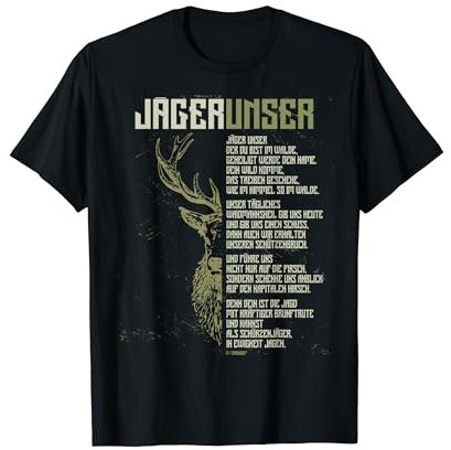 Lustige Jäger Bekleidung Jagdkleidung für Jäger - Jägerunser Lustiges Jagd T-Shirt Schwarz Klein EU 38-40 für Herren zum Vatertag oder Geburtstag