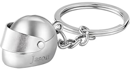 BYFDIY Porte-clés en acier inoxydable avec monogramme personnalisable pour casque de moto avec gravure personnalisée pour homme, petit ami, cadeau d'anniversaire pour la fête des pères, Porte-clés