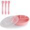 Twistshake Set De Vajilla Para Bebé | Plato Dividido + Cubiertos 3 Cucharas | Sin BPA | Kit De Entrenamiento De Alimentación Para Niños | Rosa