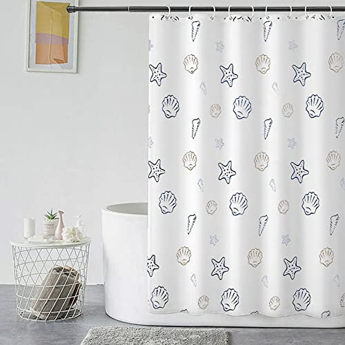 GERUIKE Duschvorhang Weiß 180x180 Wasserdicht, Duschvorhang Textil Waschbar mit 12 Duschvorhangringe, Polyester Duschvorhang mit Gewicht Unten, Weiss Maritim Muster Duschvorhang Badewanne