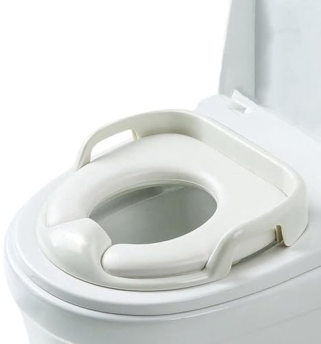 Baby Potty Training Seat for Boys & Girls with Handles - Fits Round & Oval Toilets - White