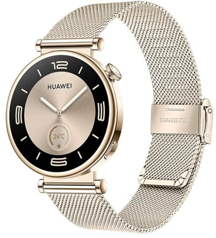 TRUMiRR Compatible avec Huawei Watch GT 4 41mm Bracelet, 18mm Maille métallique Bracelet de Montre en Acier Inoxydable Sport Bracelet de Remplacement pour Huawei Watch GT 4 41mm