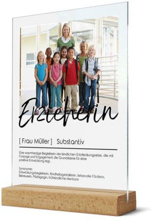 Acrylglasbild Definition mit individuellem Fotodruck - Persönliches Geschenk für Erzieherinnen zum Abschied - Foto Bild für Erzieher - Acryl Glasfoto personalisiert - Wandbild als Abschiedsgeschenk