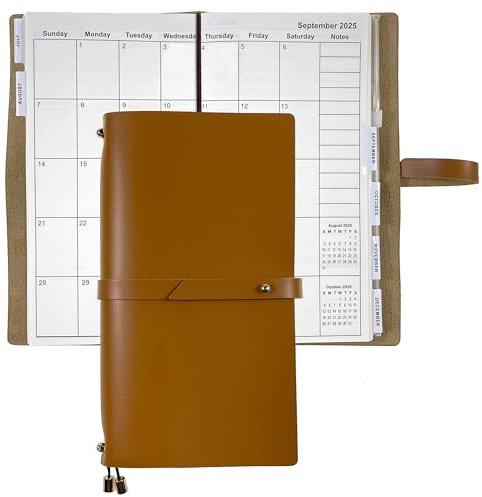 Kalender 2024 2025 Wochenplaner, 18-Monate Terminplaner Leder, Juli 2024 – Dez 2025, 1 Woche 2 Seite mit PU Softcover Tagebuch, 22x11cm