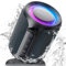 Deeyaple Altavoz Bluetooth pequeño portátil Caja de música 5.3 IPX7 Resistente al Agua inalámbrico estéreo emparejamiento Manos Libres luz RGB para Exteriores, Camping, jardín, Fiesta (Azul Negro)