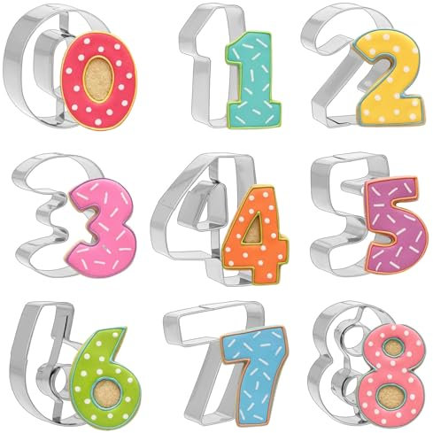 9-teiliges Zahlen-Ausstechform Set (0-9) aus Edelstahl –ca 5 cm Backformen für Kekse, Plätzchen & Fondant | Inkl. 6/9 Umkehrfunktion | Ideal für Kindergeburtstage, Backprojekte & Lernspiele