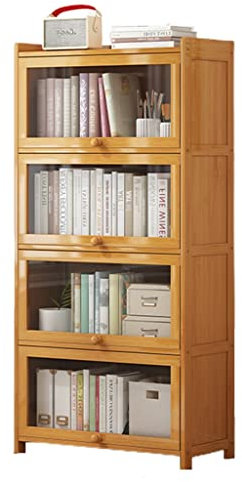 Modern Standing Bookshelf Organizer with Hidden Doors Ideal Storage Solution for Bedroom Living Room Home Office or Washroom Stylish Wood Finish 60 * 33 * 142cm
