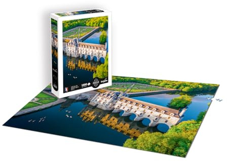 Calypto 3907107 Schloss Chenonceau, 1000 Teile Puzzle mit Soft-Touch, Landschaftspuzzle mit samtiger Oberfläche, für Erwachsene und Kinder ab 9 Jahren, Frankreich, Nachauflage