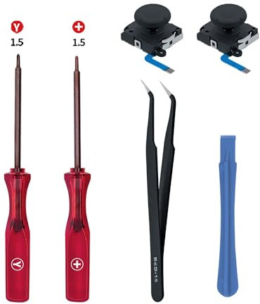 Switch Analog 3D Joystick Replacement 4 Pack and Repair Tool Kit for Switch OLED and Switch Lite Controllers Hall Effect No Drift Joystick Repair Kit with Tweezer Two screwdrivers