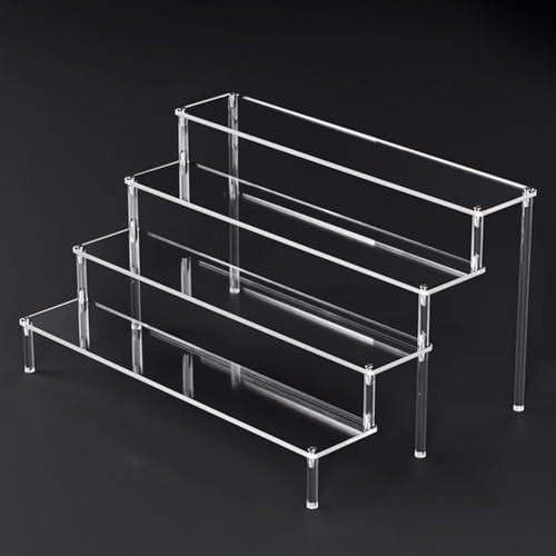 ZAMETTER Acryl-Regal, Schmuckregal, Parfüm-Aufbewahrung, Präsentationsregal, transparent, Tischfigur, Leiter, Präsentationsregal, Parfümregal, Organizer-Ständer-Set (4 Schichten, 50 cm)