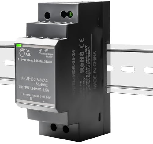 Bloc d'alimentation pour rail DIN 24 V CC 30 W 1,5 A HDR-30-24 - Transformateur de rail DIN pour système d'automatisation industrielle
