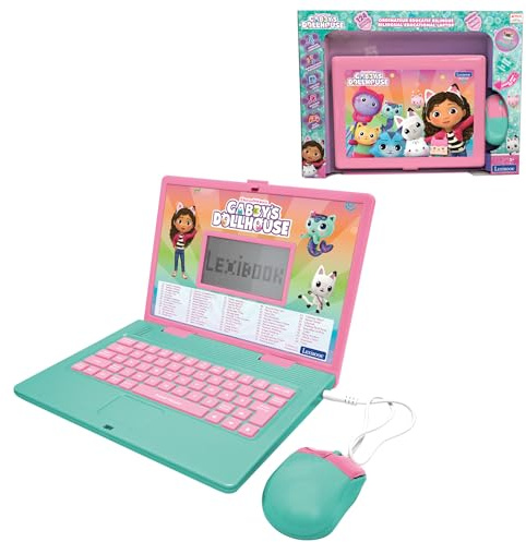 Lexibook, Gabby und das Zauberhaus, zweisprachiger Lerncomputer FRANZÖSISCH/Englisch, 124 Aktivitäten für Sprache, Schreiben, Mathematik, Logik, Musik und Spiele, Rosa/Blau, JC598GDHi1LXB