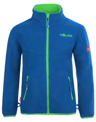 Trollkids Kids Oppdal Jacket XT | Warme und weiche Fleecejacke, Leicht und atmungsaktv, Zwei Taschen, Zip-in-System-kompatibel, Reißverschluss mit Kinnschutz